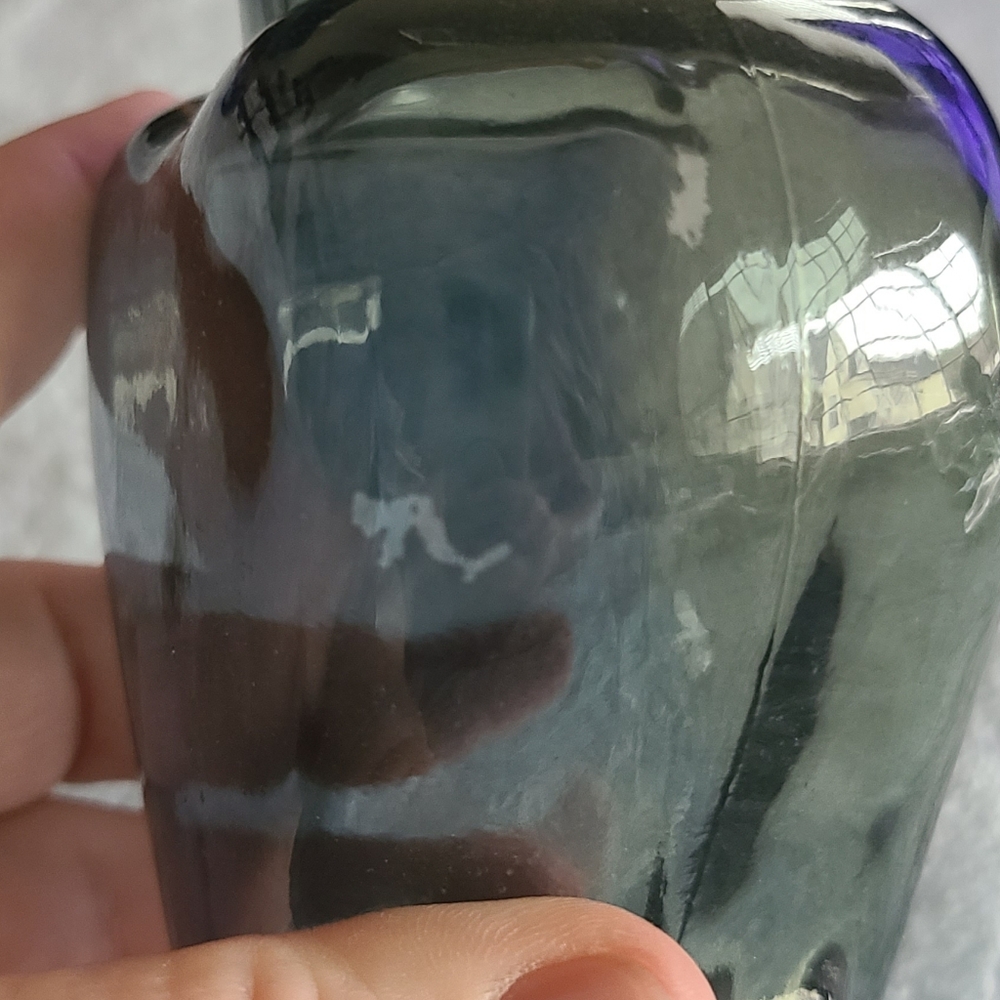 Vintage Heart-Shaped Glass Bottle with Cork - Smoky Blue - Picture 3 of 12